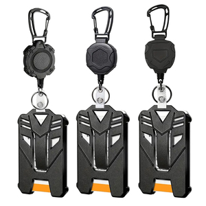 Porte-clés mousqueton multi-outils robuste avec logo personnalisé, enrouleur de badge rétractable en ABS avec cordon en fil d'acier, porte-carte d'identité tactique - Product Image 1
