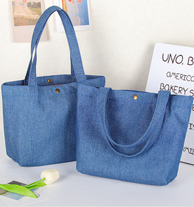 Eco Reciclado Moda Denim Bolsas DE LA COMPRA Tela Comestibles Jean Tote <span class=keywords><strong>Shopper</strong></span> Bolsas Denim Tote <span class=keywords><strong>Bag</strong></span> - Product Image 1