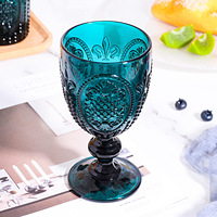 Gobelet à vin en verre personnalisé de style mexicain rétro en relief vert pour les mariages
