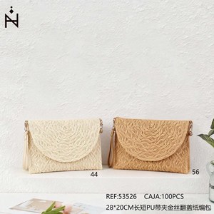 Borsa in tessuto PU 28x20 cm con patta in filo dorato, stile lungo/corto BOLSO - Product Image 2