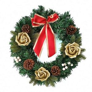 Couronne de Noël en aiguilles de pin, artisanat décoratif de Noël, best-seller - Product Image 1