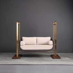 Divano italiano in tessuto minimalista, divano con culla a fila diritta del Designer del soggiorno, luce moderna minimalista divano sospeso di lusso - Product Image 2