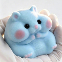 Nouveau Jouet Créatif 2026 en Forme de Hamster Bleu Moelleux Fait Main, Jouet de Décompression à Presser pour Réduire la Tension