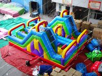 Parcours d'obstacles gonflable double pour enfants, château gonflable extérieur décoratif, petite machine distributrice, jeu de carnaval, fosse à mousse