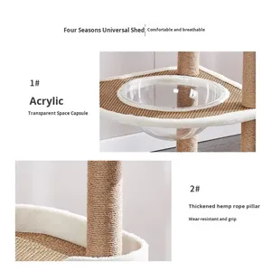 Pet One-Stop Solution Large <b>Cat</b> Tree High Quality Modern Natural <b>Plush</b> Scratching - Product Image 3