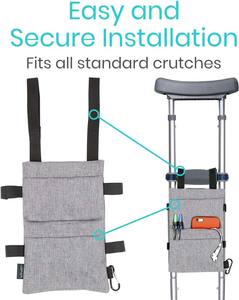 Bolsa para Muletas de Muestra Gratuita, Ligera, Accesorios Negros y Grises, Bolsa de Almacenamiento para Bastón o Muleta para Pierna Rota con Bolsillos - Product Image 4