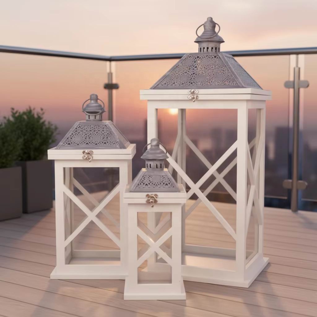 Casablanca - Lanterna decorativa grande XL, con inserto in vetro, decorazione per soggiorno, Natale, Avvento, colore: argento anticato, altezza 46,5 cm