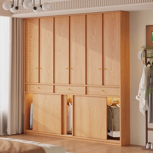 Armario de Madera Natural y Crema, Gabinete Delgado que Ahorra Espacio, Profundidad Personalizable, <span class=keywords><strong>Muebles</strong></span> de Dormitorio a Medida - Product Image 3