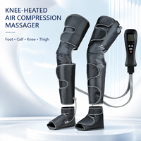 Masseur de jambes chauffant à compression d'air pour les genoux avec 4 modes, 4 niveaux d'intensité et télécommande pour usage quotidien à domicile, gris