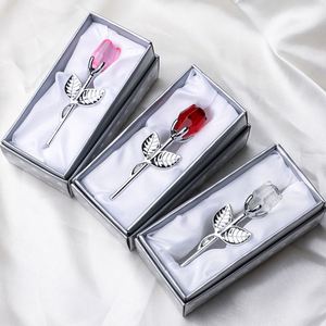 Cadeau de Noël et de la Saint-Valentin, rose en verre de cristal, fleur artificielle, rose à tige argentée ou dorée pour maman et petite amie - Product Image 5