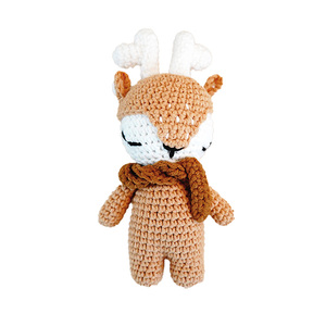 Ensemble <span class=keywords><strong>cadeau</strong></span> pour nouveau-né en bois fait à la main, jouet à mâcher en crochet amigurumi cerf, jouet à mâcher en crochet pour bébé, renne, élan - Product Image 1