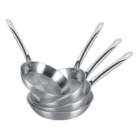 Sartén de Acero Inoxidable Comercial de Alta Resistencia con Mango Largo Remachado para Cocina Multiusos, Ideal para Restaurantes