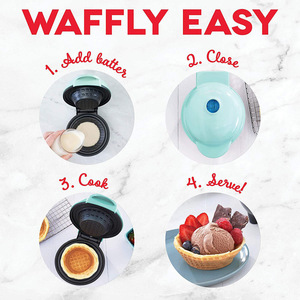 Mini gaufrier électrique double tension avec plaques antiadhésives pour bols à tacos, coupes à glace et bols à gaufres, idéal pour le petit-déjeuner à la maison - Product Image 4