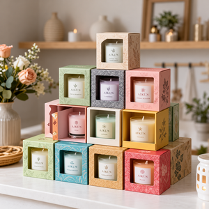 Bougie parfumée en verre ambré personnalisée Aikun avec boîte cadeau noire, emballage de marque OEM ODM pour les commandes en gros au détail - Product Image 2