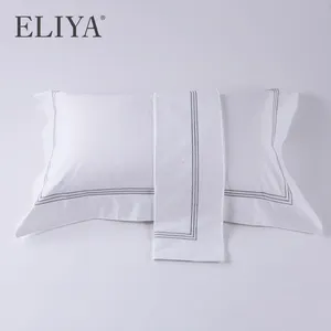 Custom Embroidery Design 800 Thread Count Hotel Living Bedding Bed Sheet