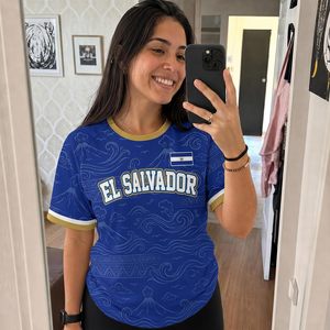 Camiseta de Fútbol de El Salvador Personalizada con Nombre y Número, Unisex para Adultos, Cuello Redondo, Impresión por Transferencia de Calor, Camiseta Deportiva - Product Image 2