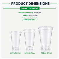 Gobelets en plastique PP transparents et durables pour café glacé, eau, boissons gazeuses – Contenants jetables pour boissons, idéaux pour les bureaux