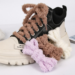 <span class=keywords><strong>Lacet</strong></span> rond en peluche de 1cm en forme de chenille mignonne d'automne et d'hiver <span class=keywords><strong>pour</strong></span> chaussures décontractées - Product Image 2