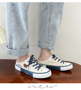 Chaussures en <span class=keywords><strong>toile</strong></span> Little Bear pour femmes, nouvelles baskets basses décontractées d'été, style coréen tendance, polyvalentes, demi-mules pour filles - Product Image 4