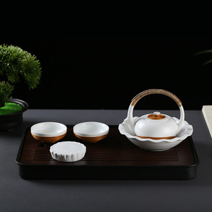Porcelain Kung Fu <b>Tea</b> <b>Set</b> With Bamboo Handle Teapot And Cups For Afternoon <b>Tea</b> Dehua County Craft - Product Image 1