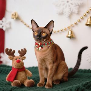 길이 조절 가능한 안전 버클 크리스마스 고양이 목걸이 (방울 포함), 귀여운 홀리데이 수컷 암컷 고양이용 목걸이, 연말 장식 고양이 목걸이 - Product Image 5