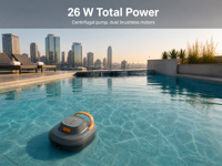 Robot nettoyeur de piscine automatique sans fil pour piscines hors sol et enterrées à fond plat, 120 m², 3,7 kg, démarrage à un bouton