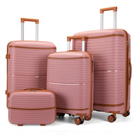 Ensemble de 4 valises de voyage rigides en PP avec roulettes, fermeture éclair anti-explosion durable et poignée télescopique verrouillable