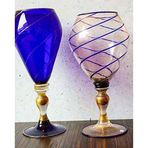 Jarrón Grande de Vidrio Soplado Gabbiani, Transparente con Rayas Azules, Diseño Minimalista de Lujo para Arreglos Florales en el Hogar, Material de Cristal - Product Image 3