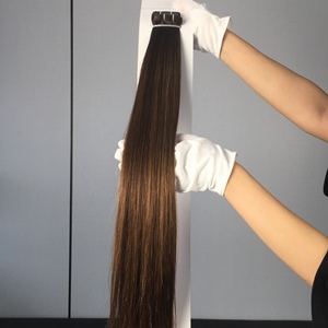 โรงงานขายส่งผมแท้คุณภาพสูงแบบธรรมชาติ Remy European Single Double Drawn P T P+T ผมแท้รัสเซีย Genius Weft ต่อผม - Product Image 1
