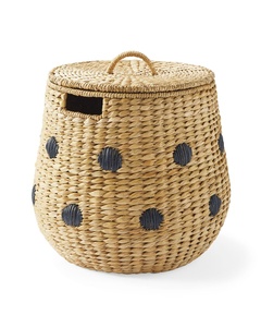 Panier de rangement rond en rotin fait à la main avec couvercle - Boîte de rangement de bureau tissée naturelle - Conteneur écologique pour bijoux et articles divers - Product Image 1