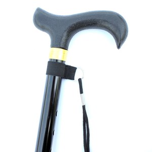 Curved Handle Aluminum Alloy Folding Cane Thickened Telescopic <b>Walking</b> <b>Stick</b> For Elderly Outdoor Use Black - Product Image 3