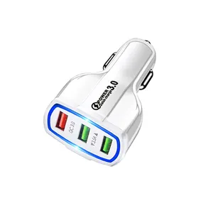 QC3.0 Hadiah Natal 3USB Port Pengisian Cepat Pengisi Daya Mobil dengan Indikator LED Pengisi Daya Ponsel Mobil Pemantik Rokok Otomatis