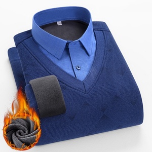 Camicie da <span class=keywords><strong>uomo</strong></span> autunno inverno per il commercio all'ingrosso da <span class=keywords><strong>uomo</strong></span> in pile caldo e spessa con collo alto Casual camicia a maniche lunghe da <span class=keywords><strong>uomo</strong></span> - Product Image 3