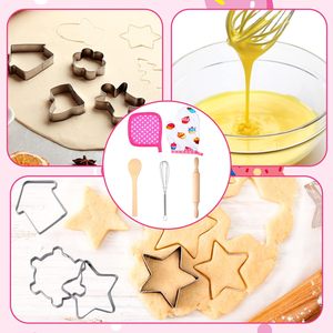 Ensemble de cuisine et de pâtisserie pour enfants de 11 pièces, pour petites filles de 2 à 6 ans, costume de chef et tablier, chapeau de chef pour tout-petits, outils de pâtisserie - Product Image 4