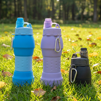 Bouteille d'eau pliable en silicone multicolores de 600 ml, sans BPA, écologique, pour les voyages en plein air et les sports