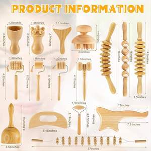 Outils de massage en bois personnalisés avec logo, 16 pièces, outils de drainage lymphatique, masseur en bois, outils de sculpture corporelle, kit de madérothérapie - Product Image 6