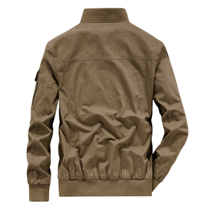 Blouson bomber personnalisé avec logo, pour homme, printemps et automne, en coton lavé, col baseball, coupe ample, décontracté, tendance et confortable. - Product Image 4