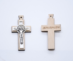 종교적인 나무 십자가 참 장식 예루살렘 성 베네딕토 합금 예수 십자가 펜던트 - Product Image 1