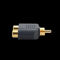 Adaptor RCA 1 Male ke 2 Female, berlapis emas baru Audio Video AV konektor untuk penggunaan Laptop