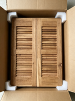 Cadre de volet de fenêtre à persiennes horizontales en bois de style ferme européenne, écologique, pour décoration murale intérieure/extérieure - Forme carrée durable