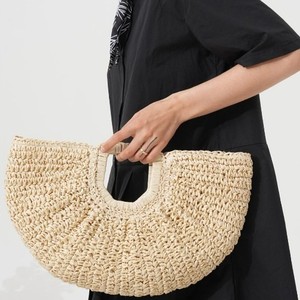 Nuevo Diseño de Bolso de Paja Tejido a Mano Semicircular para Vacaciones de Verano, Bolso de Playa Grande de Lujo, Bolsos de Paja Estilo Bohemio - Product Image 4