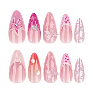 Mariposa tridimensional 3D desgaste de <span class=keywords><strong>uñas</strong></span> Parche degradado francés Flor Perla <span class=keywords><strong>uñas</strong></span> falsas - Product Image 4
