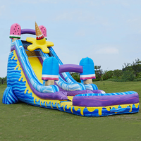 Toboggan Aquatique Gonflable Thème Gamer Violet Marbre - Jeux Gonflables Style Jeu