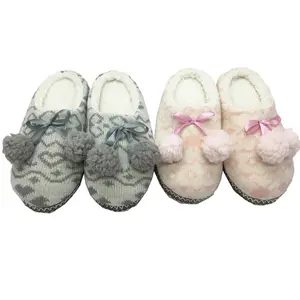 Winter Vrouwen Meisjes Tpr Pluche Bal Leuke Zoete Anti-Slip Rubber Kasjmier Slippers Thuis Dikke Fluwelen Vloer Warme Schoenen