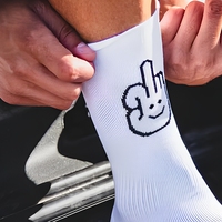 Chaussettes de cyclisme avec visage souriant personnalisées Chaussettes de haute qualité Chaussettes de cyclisme à compression Coolmax en nylon pour la course à pied