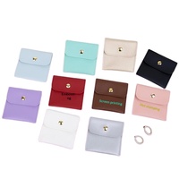 Sac de rangement pour bijoux en PU pour bagues, bracelets, avec couvercle rabattable, fermeture à pression carrée, pochette à bijoux personnalisée, sac cadeau avec logo