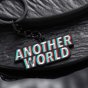 Cá nhân hoá tiktok phong cách nghệ thuật phông chữ kim loại thư Keychains 3D đen mạ biểu tượng tùy chỉnh <span class=keywords><strong>Keychain</strong></span> bán buôn - Product Image 4