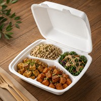 Barquette alimentaire jetable en mousse PS en gros avec couvercle articulé, emballage à clapet pour plats à emporter, vente en gros directe usine
