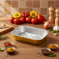 Barquettes jetables en aluminium de 6 x 4 pouces avec couvercles transparents, plateaux en feuille d'aluminium dorée, boîtes d'emballage alimentaire pour restaurants à emporter