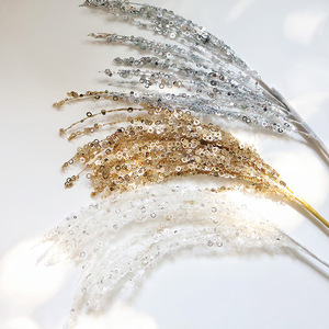 Decorazione Natalizia H870 a Cascata con Effetto Galassia, Nappine Color Champagne, <span class=keywords><strong>Glitter</strong></span> a Forma di Soffione e Rami con Effetto Fuochi d'Artificio - Product Image 6